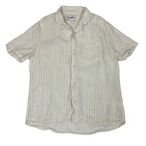 Corridor NYC Linen Stripe Short Sleeve Button Up Shirt Men's Medium